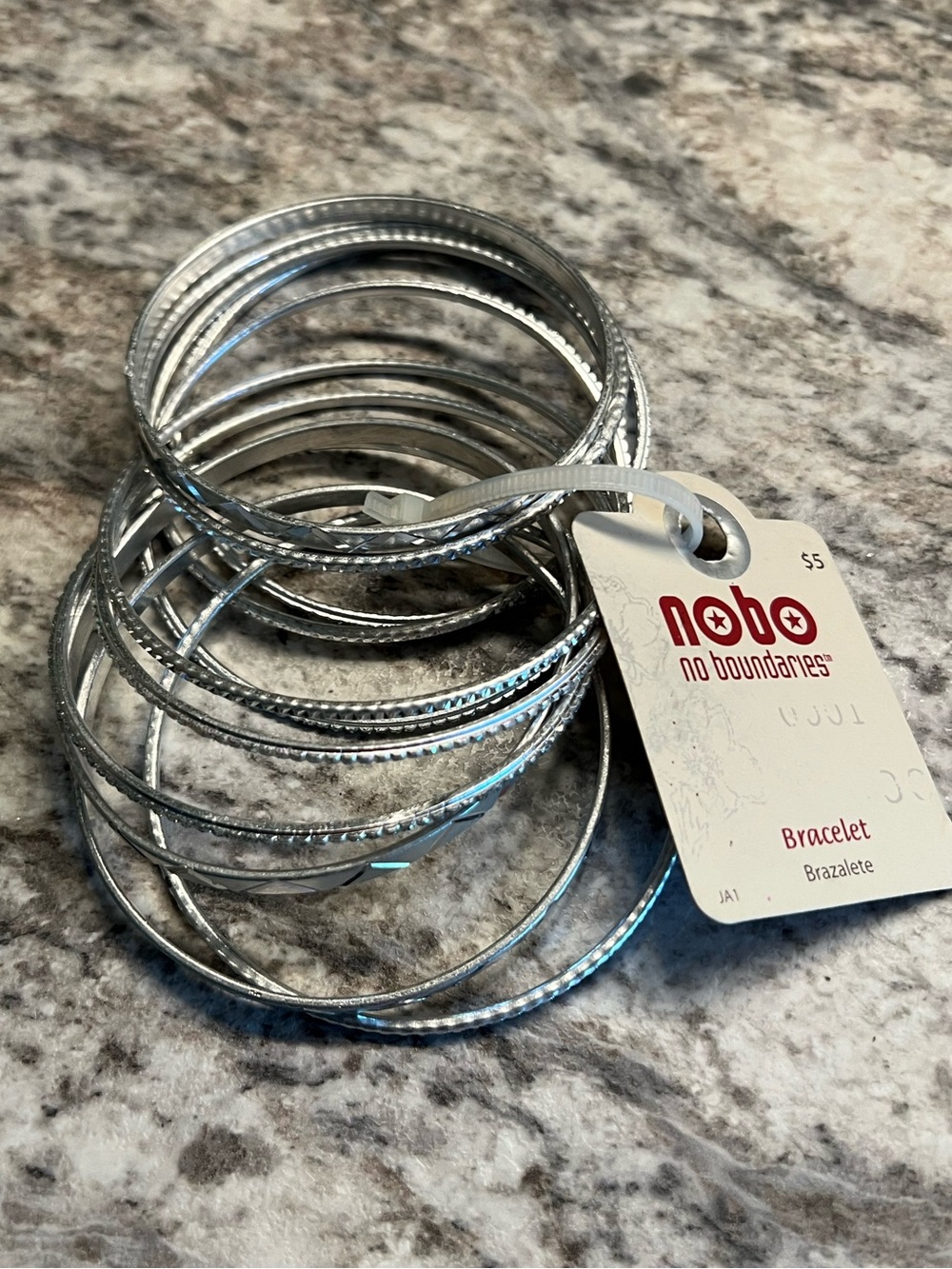 Nobo No Boundaries Silver Stacked Bangle Bracelet Set of 11